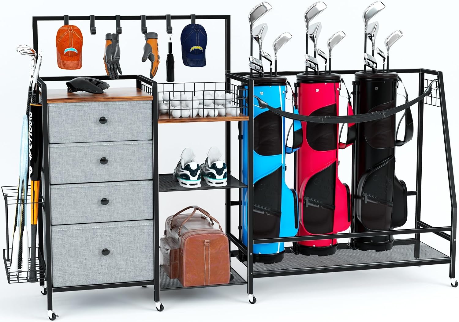 Golf Equipment Organizer For Garage - Rak Penyimpanan Tas Golf Ekstra Besar