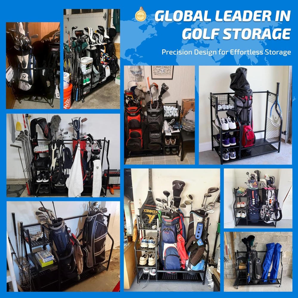 Golf Equipment Organizer For Garage - Rak Penyimpanan Tas Golf Ekstra Besar,