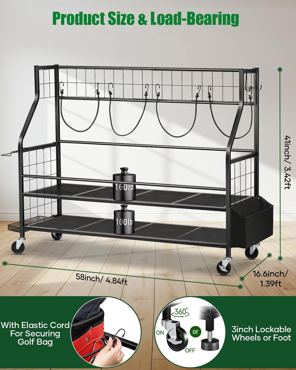 Rak Penyimpanan Tas Golf Logam - Golf Equipment Organizer For Garage ulasan dan harga