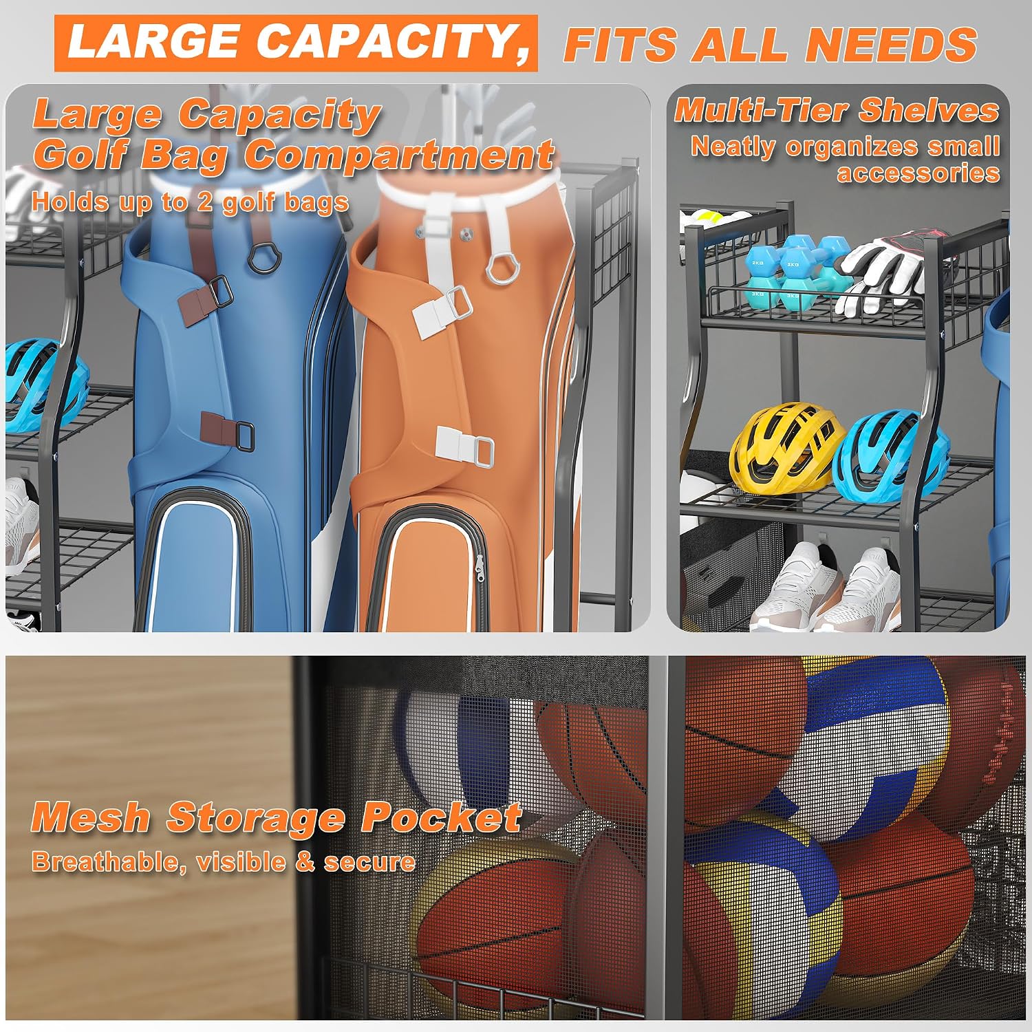Rak Penyimpanan Tas Golf, Peny - Golf Equipment Organizer For Garage ulasan dan harga