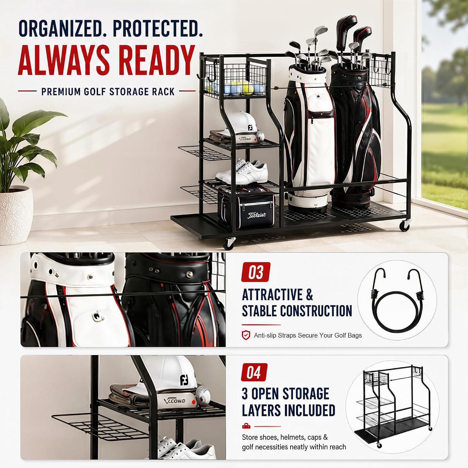 Rak Penyimpanan Tas Golf Tugas - Golf Equipment Organizer For Garage ulasan dan harga