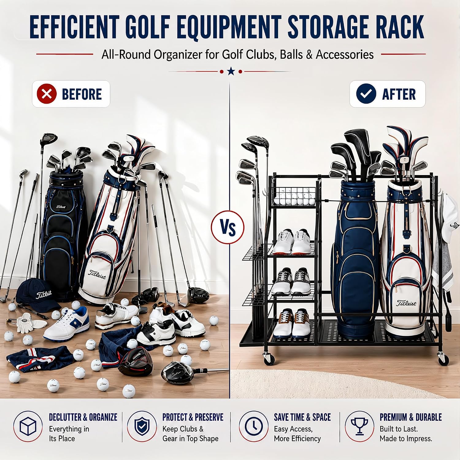Rak Penyimpanan Tas Golf Tugas - Golf Equipment Organizer For Garage ulasan dan harga