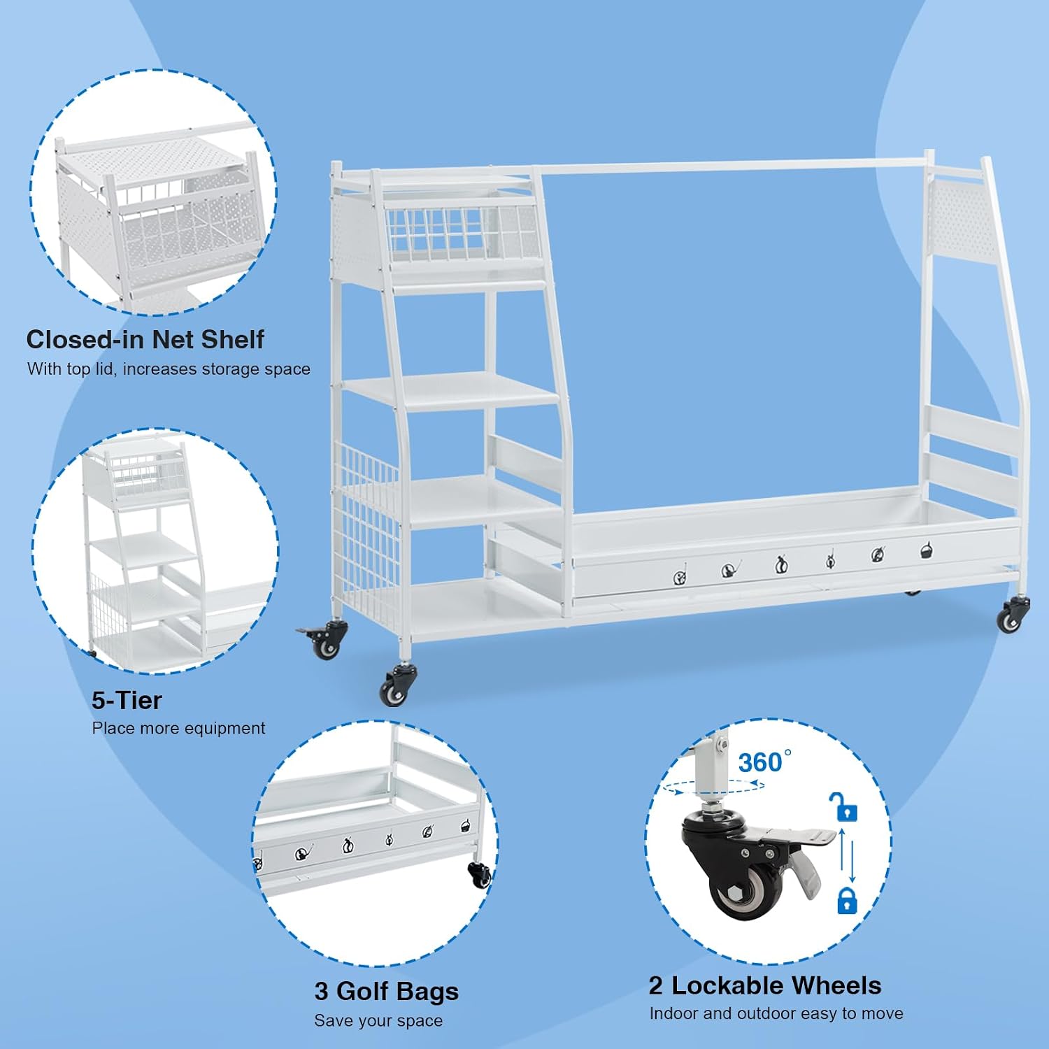 Rak Penyimpanan Tas Golf Logam - Golf Equipment Organizer For Garage ulasan dan harga