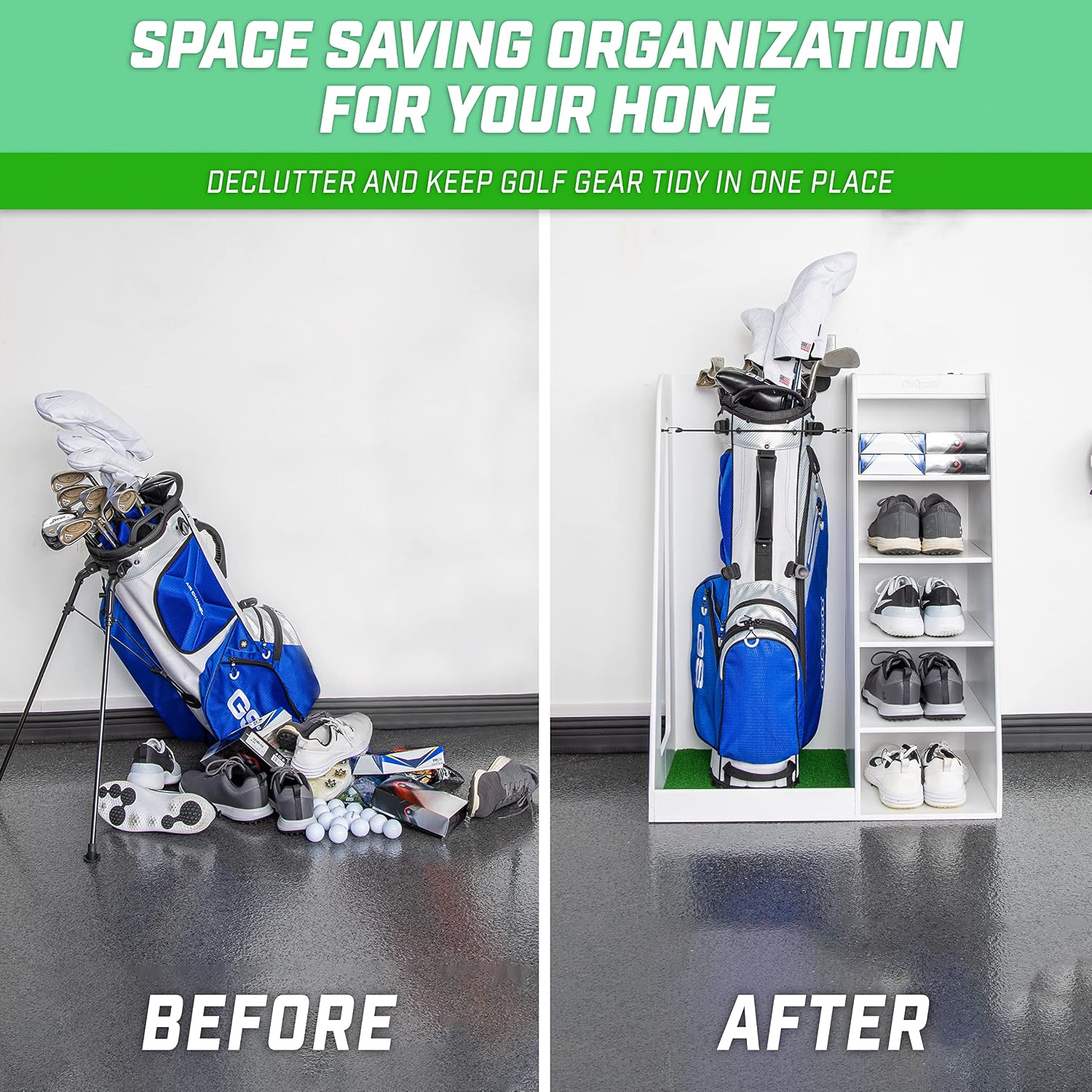 Rak Penyimpanan Tas Golf Kayu  - Golf Equipment Organizer For Garage ulasan dan harga