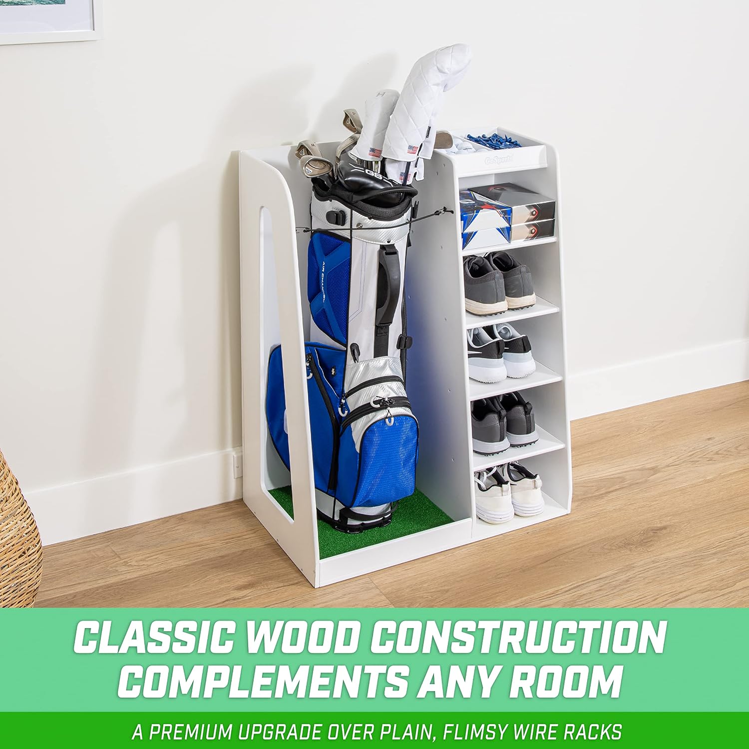 Rak Penyimpanan Tas Golf Kayu  - Golf Equipment Organizer For Garage ulasan dan harga