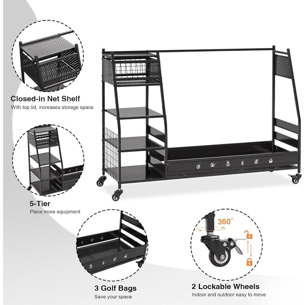 Rak Penyimpanan Tas Golf, Peny - Golf Equipment Organizer For Garage ulasan dan harga