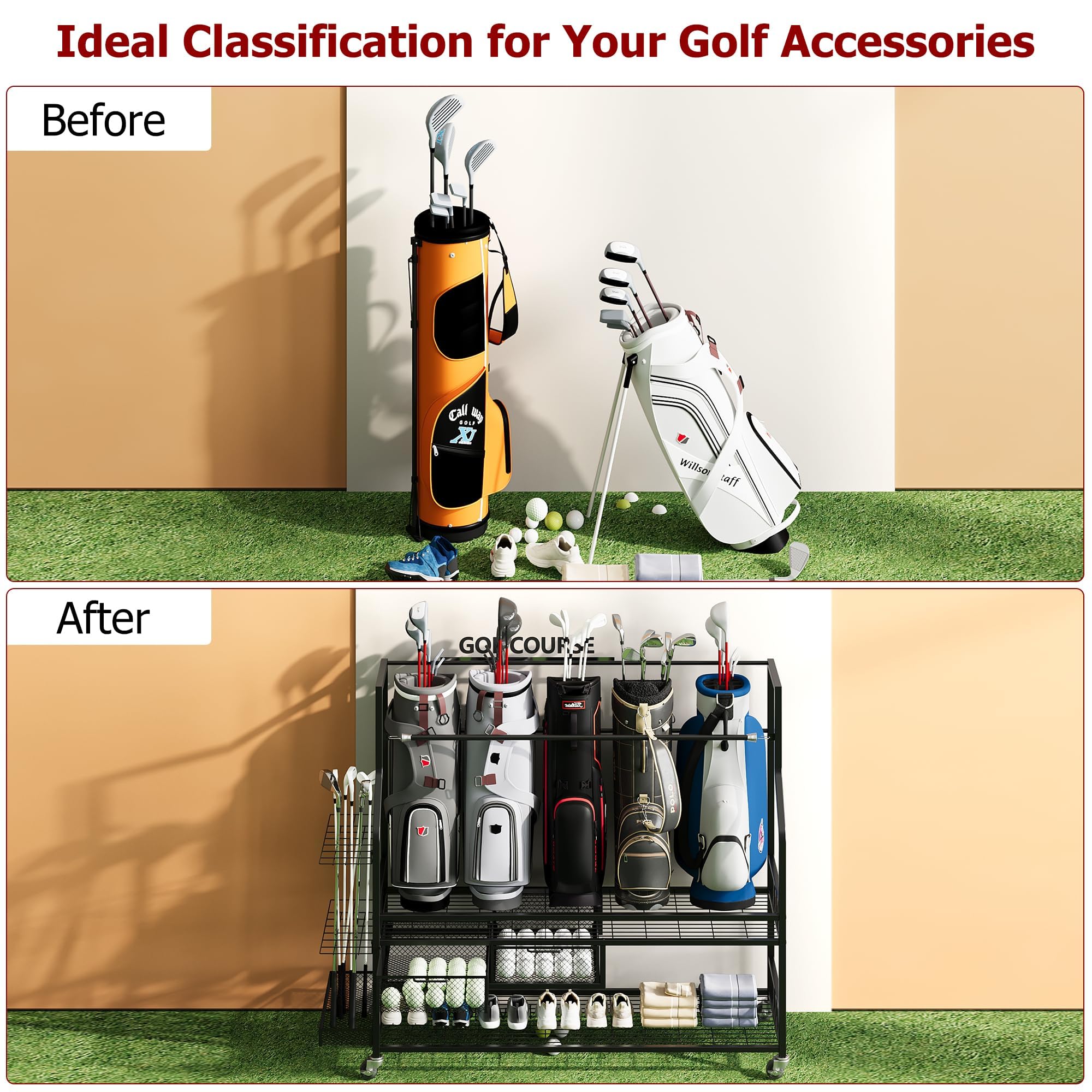 Organizer Penyimpanan Tas Golf - Golf Equipment Organizer For Garage ulasan dan harga