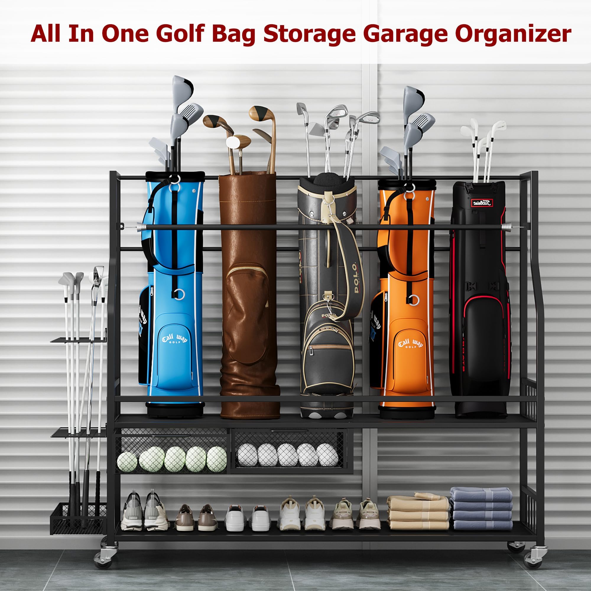 Organizer Penyimpanan Tas Golf - Golf Equipment Organizer For Garage ulasan dan harga